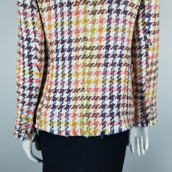 Mariely Paris Academia Distressed Multi-Colored Houndstooth Blazer Size 40/M - Picture 6 of 12